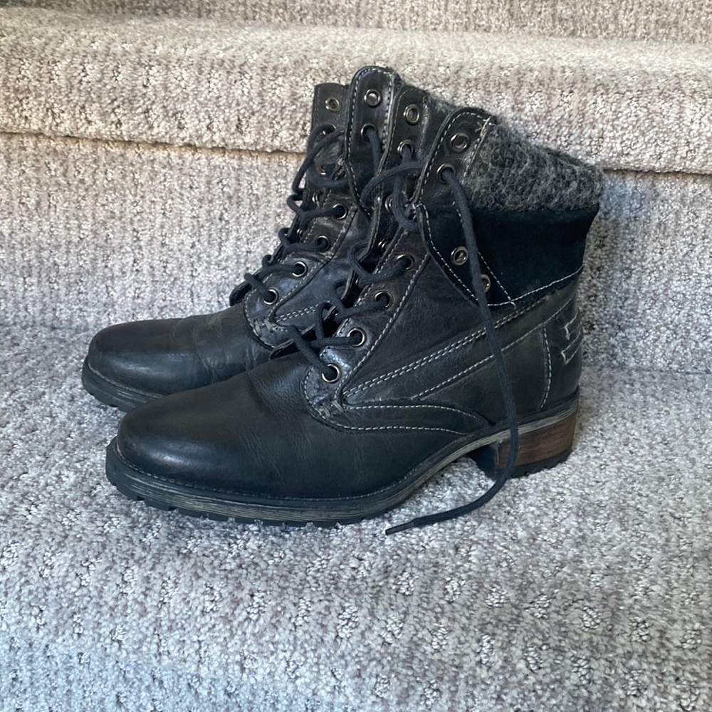 VGUC Steve Madden Ada leather boots size 6 black